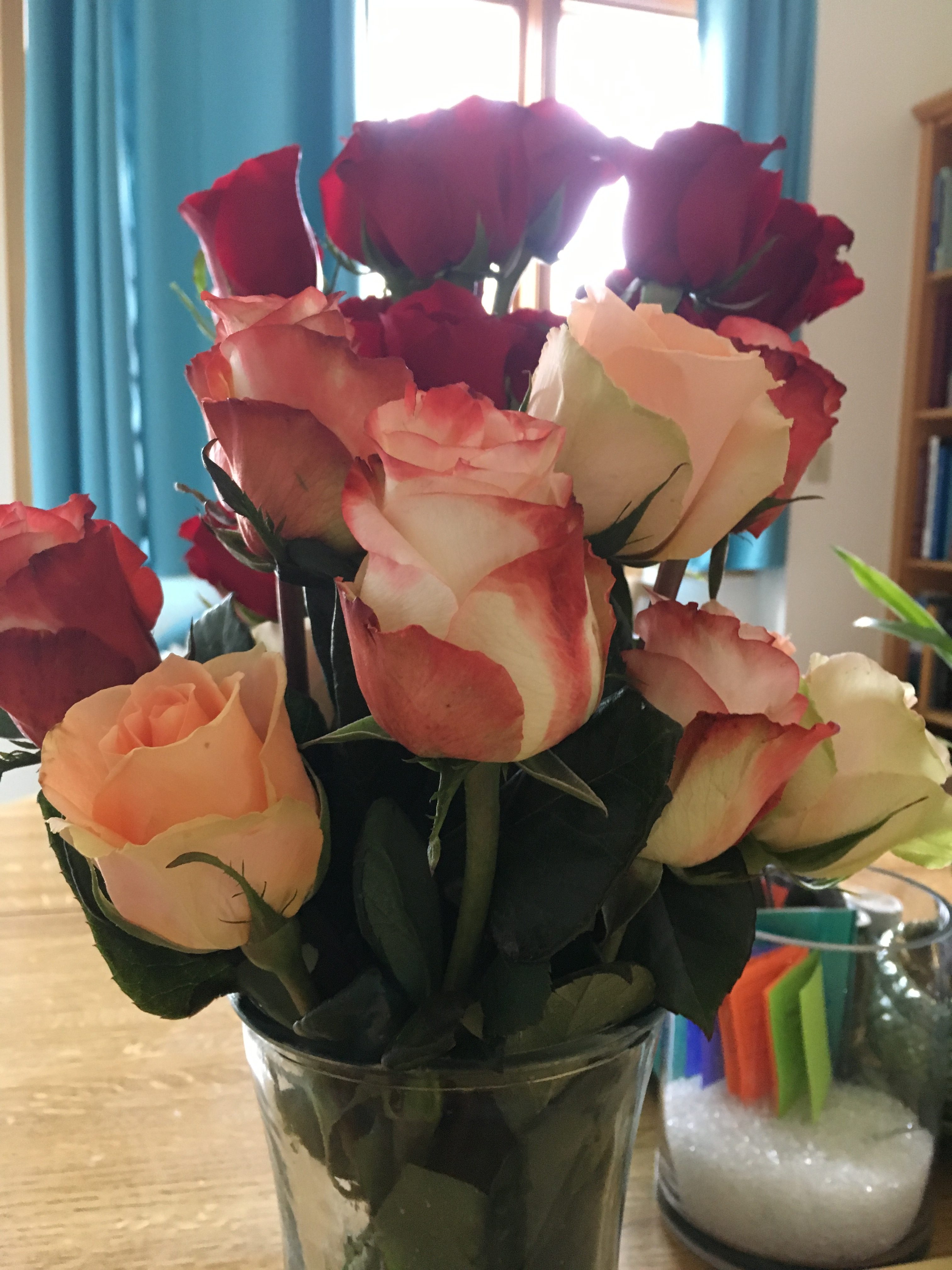 Roses on a desk